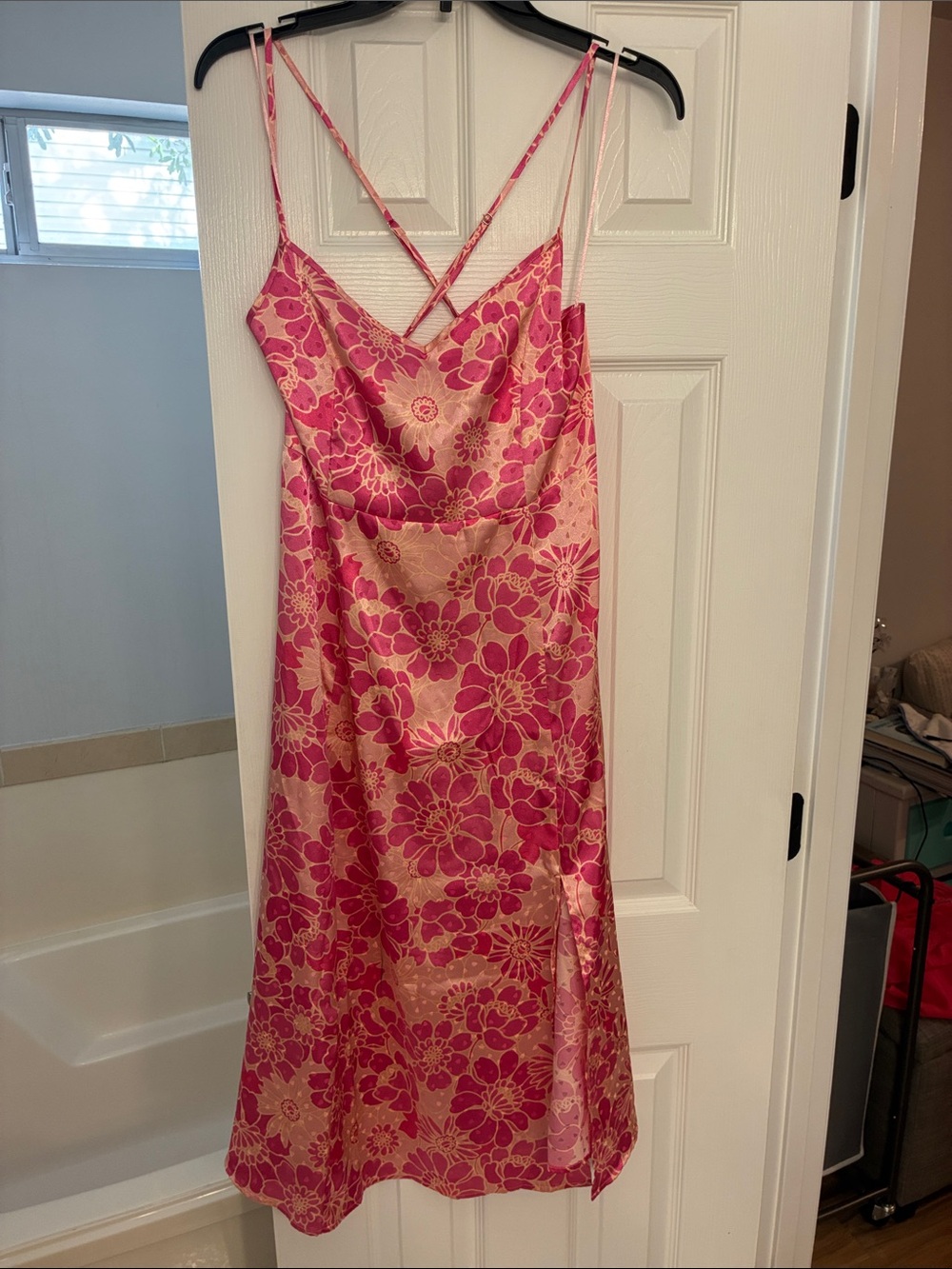 Sugarlips Pink and Gold Floral Midi Dress